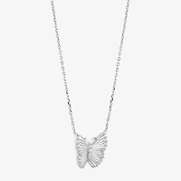 Diamonart Womens White Cubic Zirconia Sterling Silver Butterfly 18 Inch Pendant Necklace