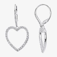 Diamonart Womens 2 CT. T.W. Cubic Zirconia Sterling Silver Heart Drop Earrings