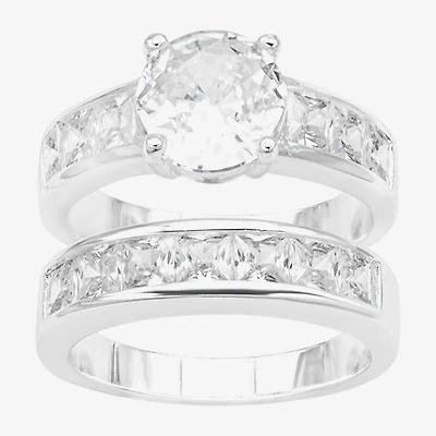 Sparkle Allure Womens Cubic Zirconia Pure Silver Over Brass Round Bridal Set