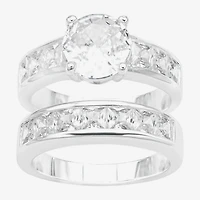 Sparkle Allure Womens Cubic Zirconia Pure Silver Over Brass Round Bridal Set