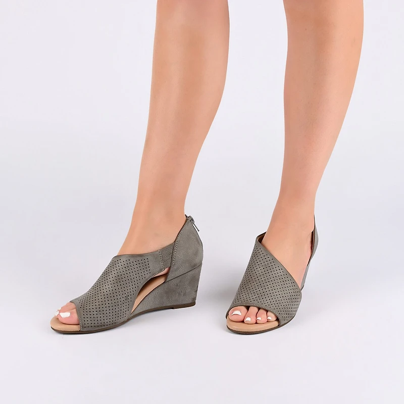 Journee Collection Aretha Womens Round Peep Toe Wedge Heel Pumps