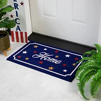 Northlight Blue Coir Americana Outdoor Indoor Rectangular Doormat