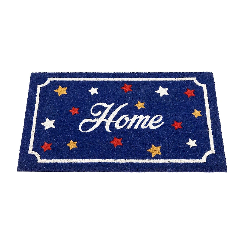 Northlight Blue Coir Americana Outdoor Indoor Rectangular Doormat