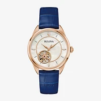 Bulova Unisex Adult Automatic Blue Leather Strap Watch 97l180