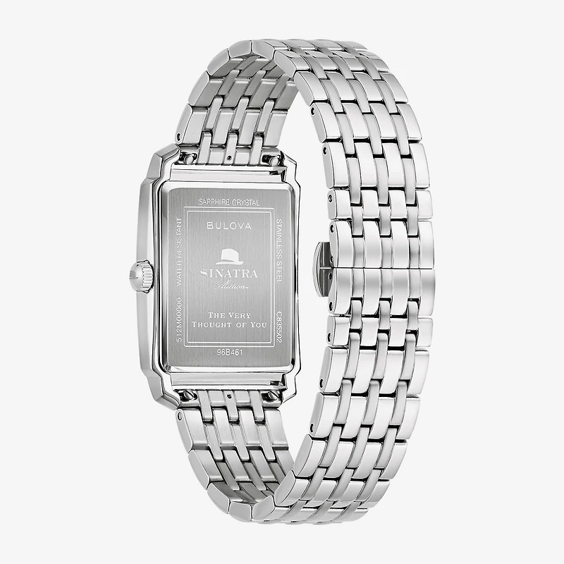 Bulova Frank Sinatra Mens Diamond Accent Silver Tone Stainless Steel Bracelet Watch 96b461