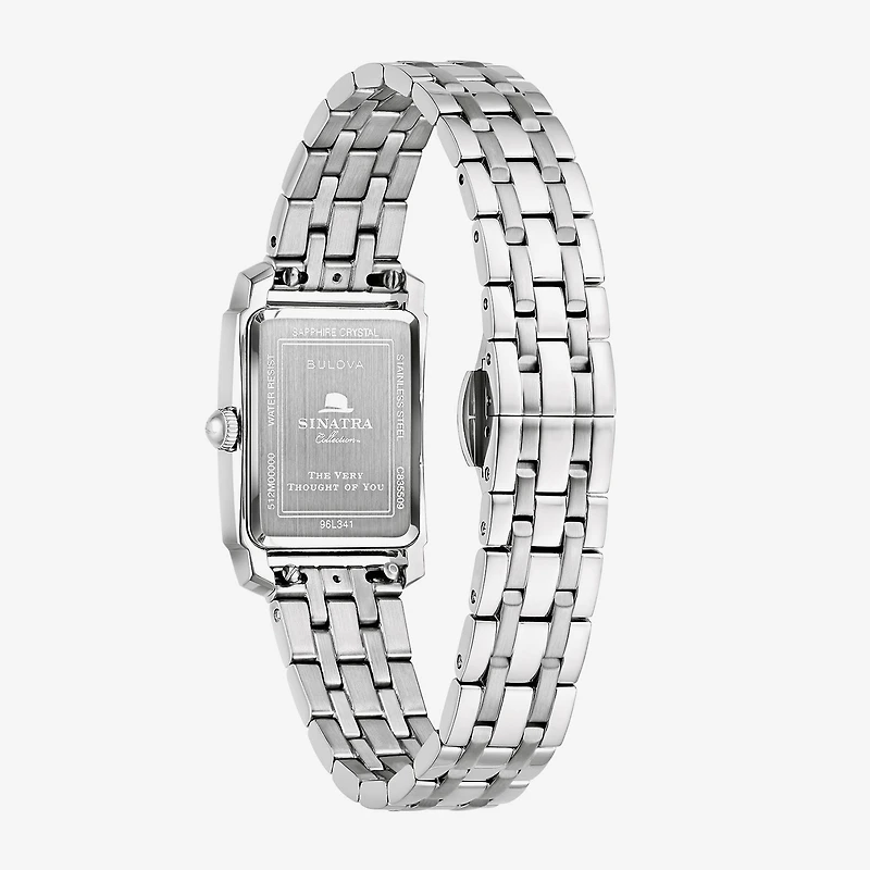 Bulova Frank Sinatra Womens Diamond Accent Silver Tone Stainless Steel Bracelet Watch 96l341