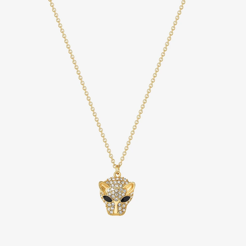 JS Jessica Simpson Gold Tone Leopard Womens Multi Color Glass Alloy 18 Inch Pendant Necklace
