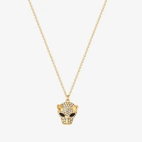 JS Jessica Simpson Gold Tone Leopard Womens Multi Color Glass Alloy 18 Inch Pendant Necklace