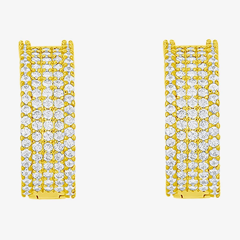 Sparkle Allure Womens Cubic Zirconia 14K Gold Over Brass 16mm Hoop Earrings