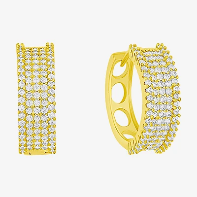 Sparkle Allure Womens Cubic Zirconia 14K Gold Over Brass 16mm Hoop Earrings