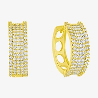 Sparkle Allure Womens Cubic Zirconia 14K Gold Over Brass 16mm Hoop Earrings