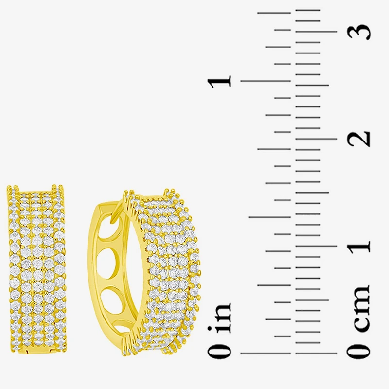 Sparkle Allure Womens Cubic Zirconia 14K Gold Over Brass 16mm Hoop Earrings