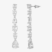 Sparkle Allure Womens Cubic Zirconia Pure Silver Over Brass Round Drop Earrings