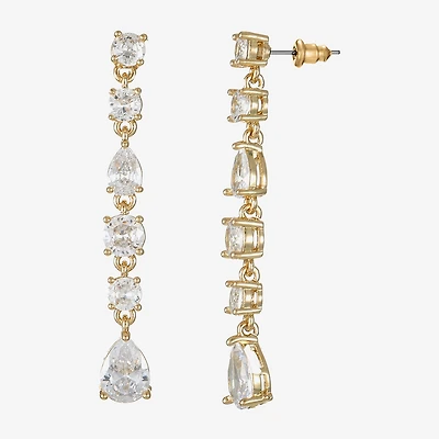 Sparkle Allure Womens Cubic Zirconia 14K Gold Over Brass Round Drop Earrings