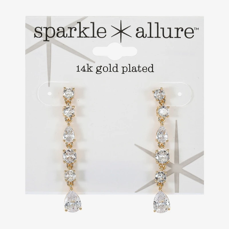 Sparkle Allure Womens Cubic Zirconia 14K Gold Over Brass Round Drop Earrings