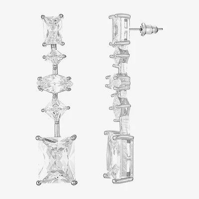 Sparkle Allure Womens Cubic Zirconia Pure Silver Over Brass Rectangular Square Marquise Drop Earrings