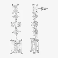 Sparkle Allure Womens Cubic Zirconia Pure Silver Over Brass Rectangular Square Marquise Drop Earrings