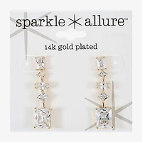 Sparkle Allure Womens Cubic Zirconia 14K Gold Over Brass Rectangular Square Marquise Drop Earrings