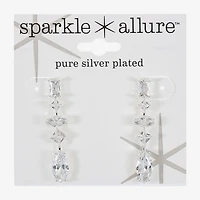 Sparkle Allure Womens Cubic Zirconia Pure Silver Over Brass Rectangular Square Marquise Drop Earrings