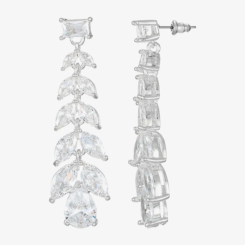 Sparkle Allure Womens Cubic Zirconia Pure Silver Over Brass Pear Marquise Drop Earrings