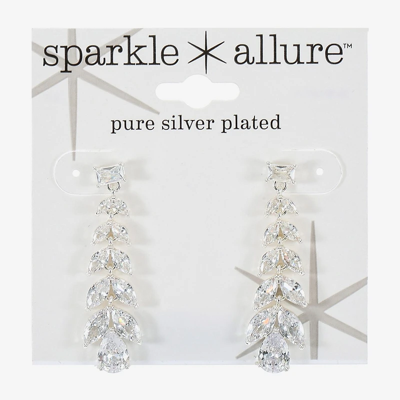 Sparkle Allure Womens Cubic Zirconia Pure Silver Over Brass Pear Marquise Drop Earrings