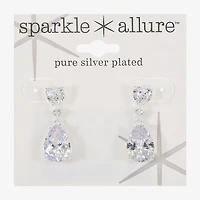 Sparkle Allure Womens Cubic Zirconia Pure Silver Over Brass Heart Round Drop Earrings
