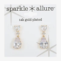Sparkle Allure Womens Cubic Zirconia 14K Gold Over Brass Heart Round Drop Earrings