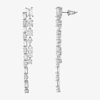 Sparkle Allure Womens Cubic Zirconia Pure Silver Over Brass Rectangular Round Drop Earrings