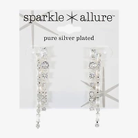 Sparkle Allure Womens Cubic Zirconia Pure Silver Over Brass Rectangular Round Drop Earrings