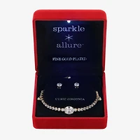 Sparkle Allure Light Up Box Womens Cubic Zirconia 14K Gold Over Brass Oval 2-pc. Jewelry Set