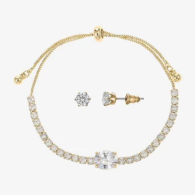 Sparkle Allure Light Up Box Womens Cubic Zirconia 14K Gold Over Brass Oval 2-pc. Jewelry Set