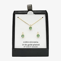 Sparkle Allure Womens Green Crystal 14K Gold Over Brass Round 2-pc. Jewelry Set