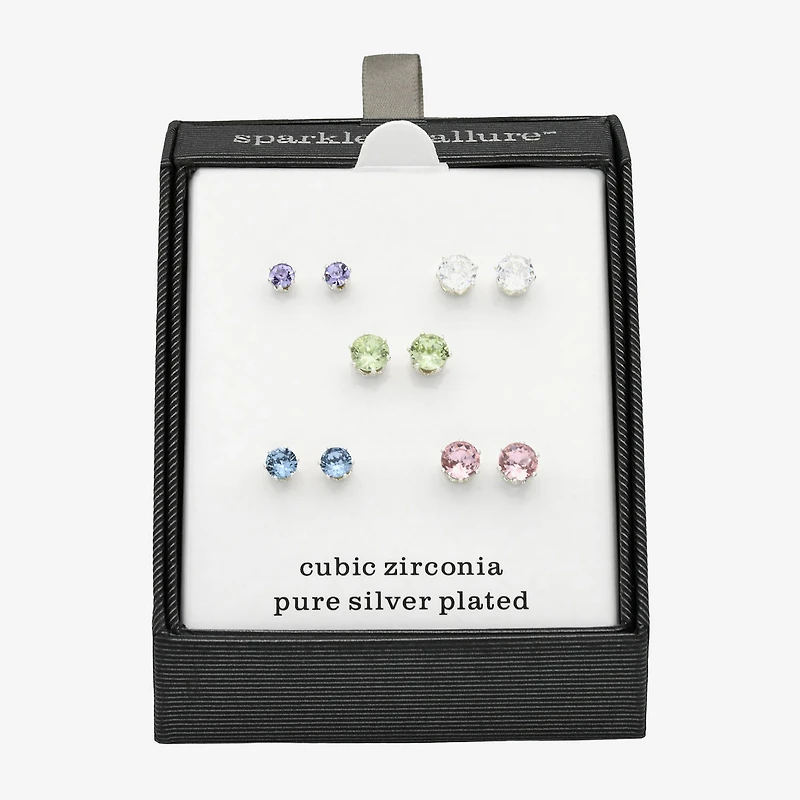 Sparkle Allure Womens Multi Color Crystal Round 5 Pair Earring Set