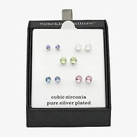 Sparkle Allure Womens Multi Color Crystal Round 5 Pair Earring Set