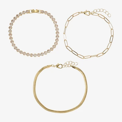 Sparkle Allure Womens Cubic Zirconia 14K Gold Over Brass Bracelet Set