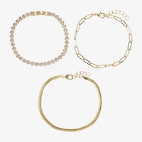 Sparkle Allure Womens Cubic Zirconia 14K Gold Over Brass Bracelet Set