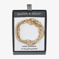 Sparkle Allure Womens Cubic Zirconia 14K Gold Over Brass Bracelet Set