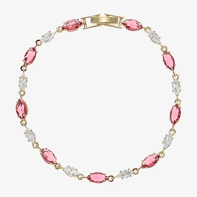Sparkle Allure Womens Red Cubic Zirconia 14K Gold Over Brass Marquise 7.5 Inch Tennis Bracelet