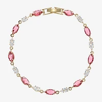Sparkle Allure Womens Red Cubic Zirconia 14K Gold Over Brass Marquise 7.5 Inch Tennis Bracelet