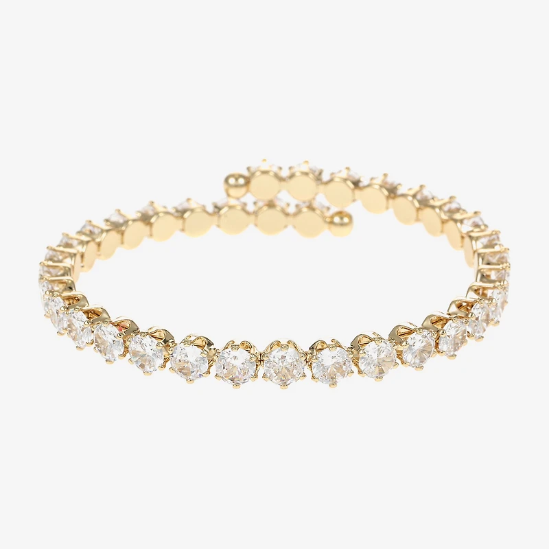 Sparkle Allure Coil Womens Cubic Zirconia 14K Gold Over Brass Wrap Bracelet