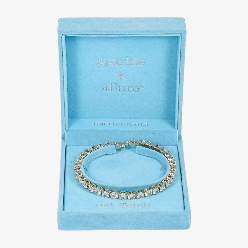 Sparkle Allure Coil Womens Cubic Zirconia 14K Gold Over Brass Wrap Bracelet