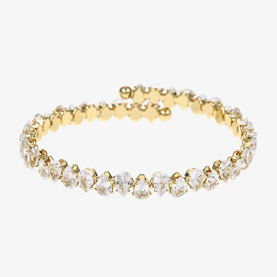 Sparkle Allure Coil Womens Cubic Zirconia 14K Gold Over Brass Wrap Bracelet