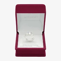 Sparkle Allure Womens Cubic Zirconia Pure Silver Over Brass Round 3-Stone Ring Set