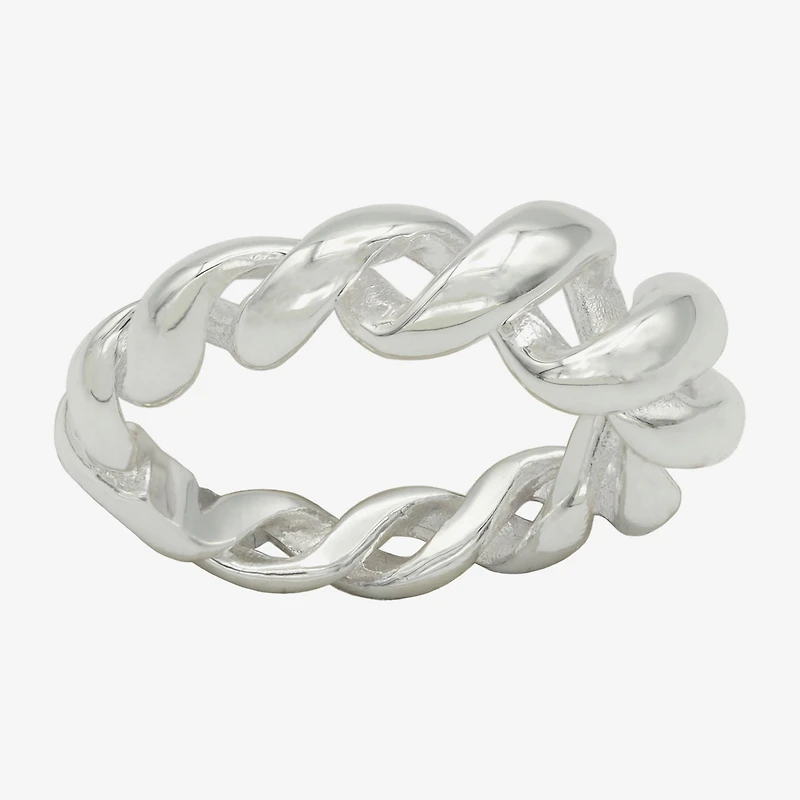 Sparkle Allure Open Womens 4MM Pure Silver Over Brass Band