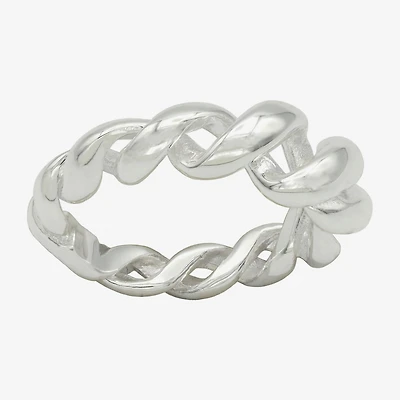 Sparkle Allure Open Womens 4MM Pure Silver Over Brass Band