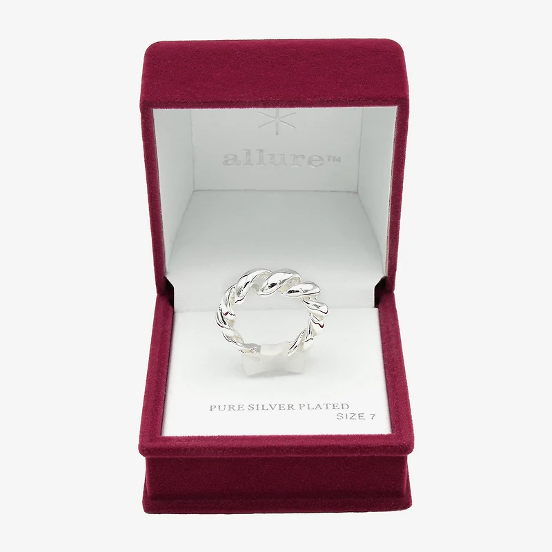 Sparkle Allure Open Womens 4MM Pure Silver Over Brass Band