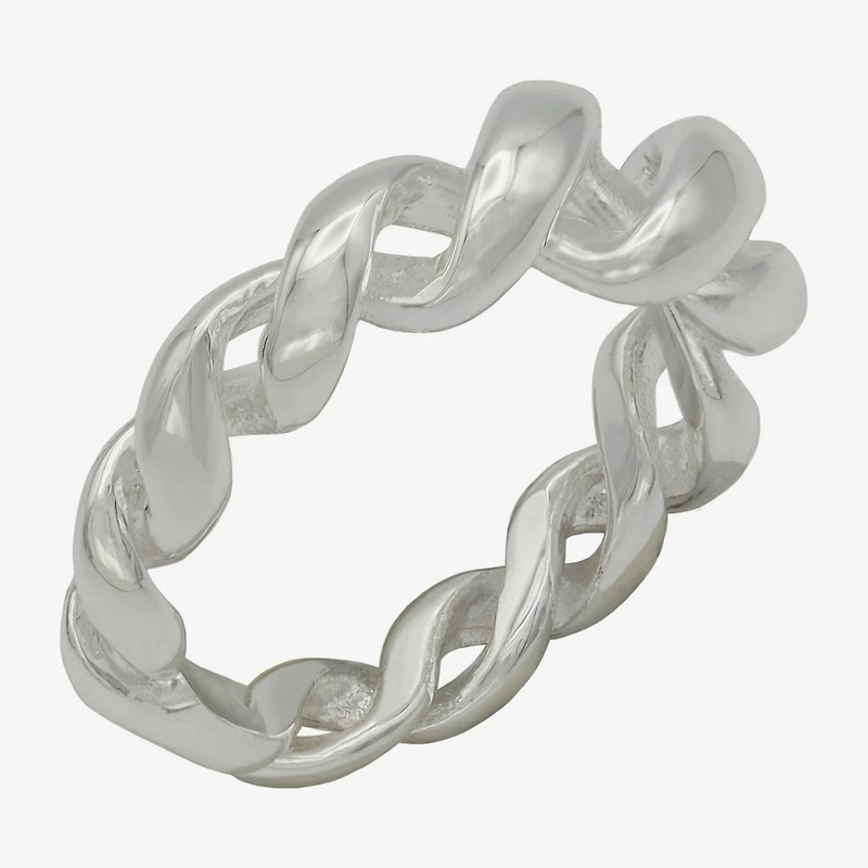 Sparkle Allure Open Womens 4MM Pure Silver Over Brass Band