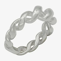 Sparkle Allure Open Womens 4MM Pure Silver Over Brass Band