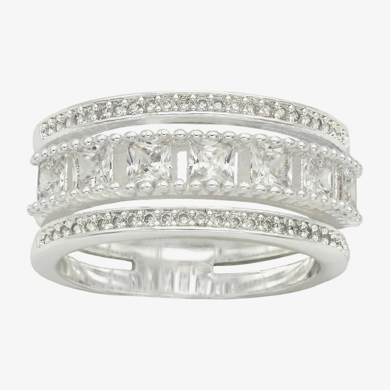 Sparkle Allure Womens 9M Cubic Zirconia Pure Silver Over Brass Band