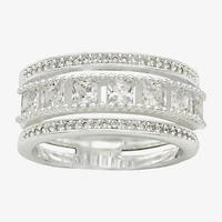Sparkle Allure Womens 9M Cubic Zirconia Pure Silver Over Brass Band